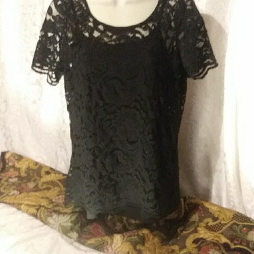 💚Black Lace top
